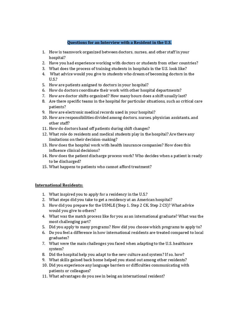 Resident Doctor Interview Insights | PDF | Residency (Medicine) | Physician