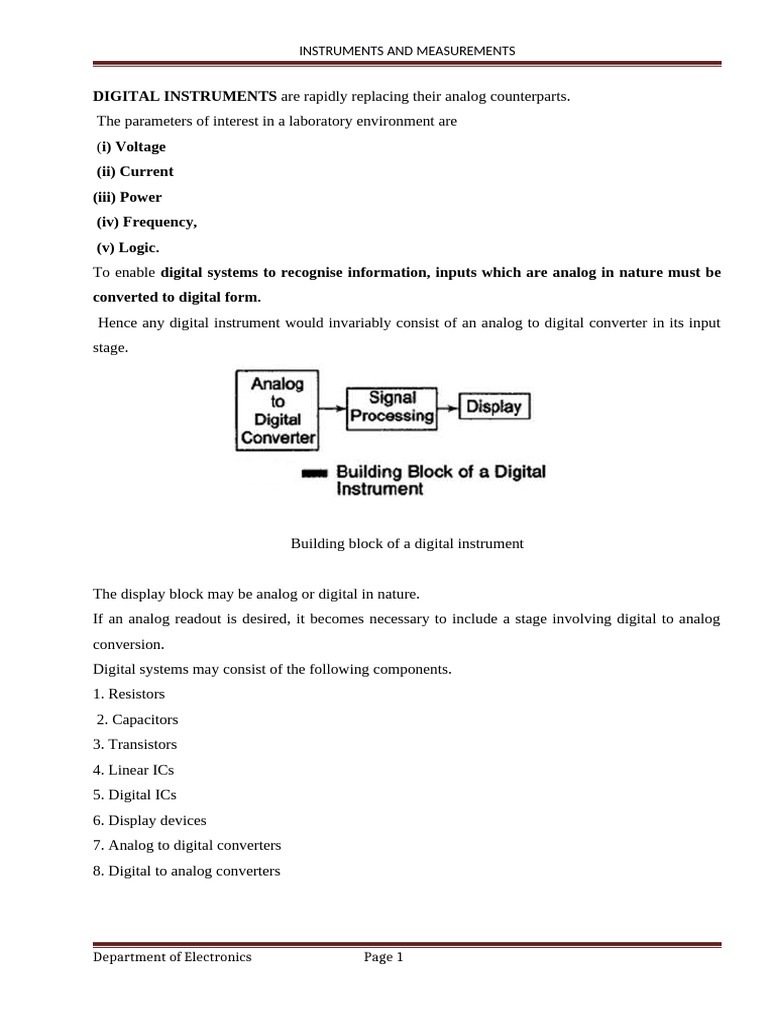 Instruments and Measurements | PDF | Analog To Digital Converter ...