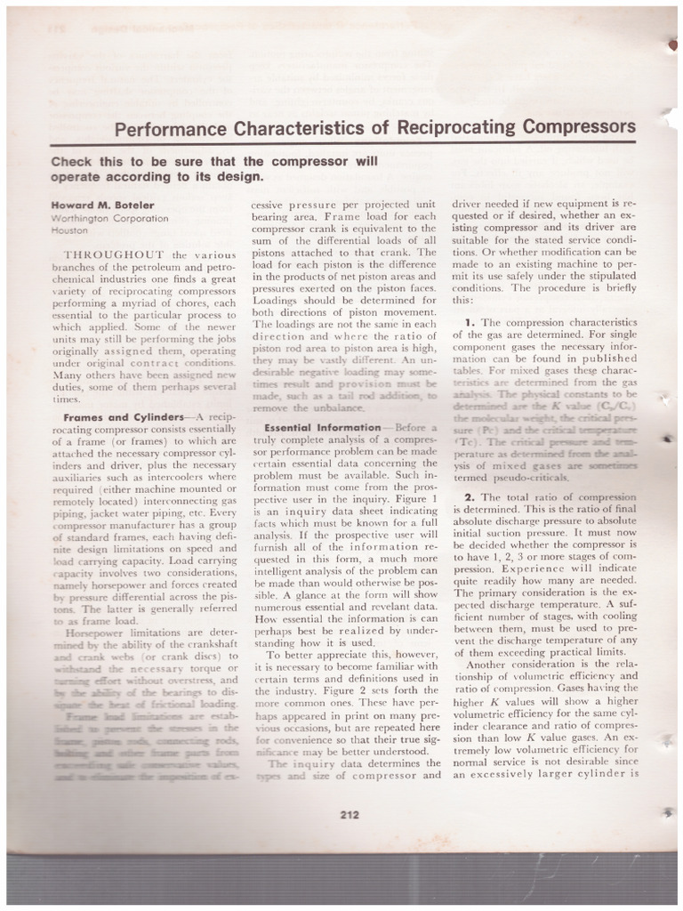 Performance Characteristics of Reciprocating Compressors | PDF