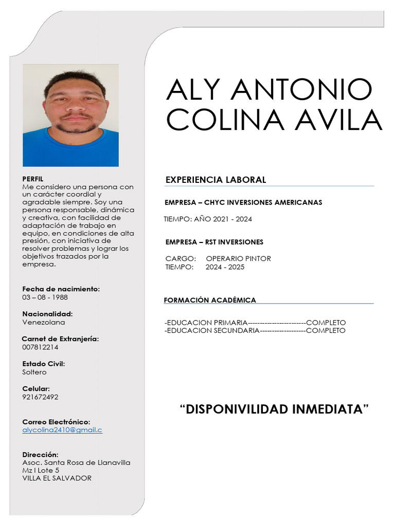 Chamo CV | PDF | Información | Derecho laboral