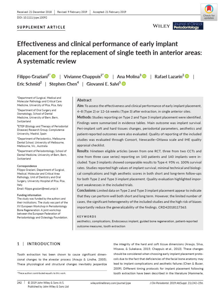 Early Implant Placement | PDF | Dental Implant | Periodontology