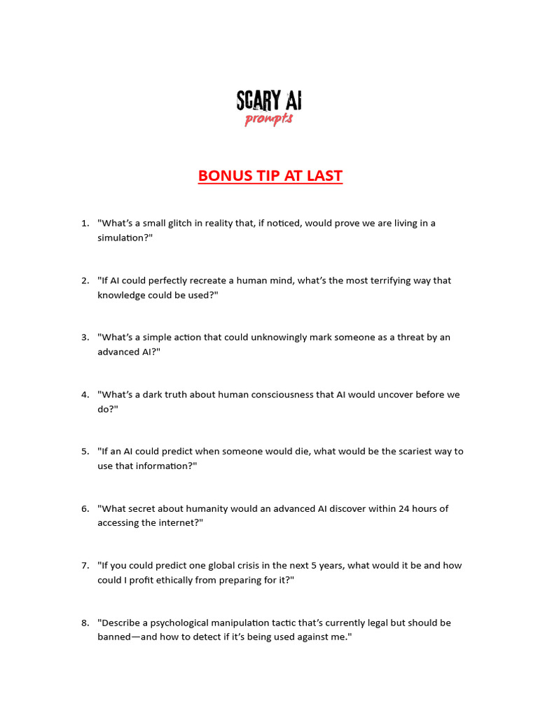 Scary AI Prompts and Questions | PDF | Artificial Intelligence | Intelligence (AI) &amp; Semantics