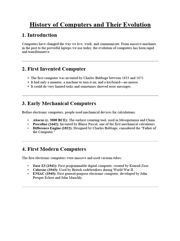 Evolution of Computers: From Babbage to Now | PDF | Laptop | Hard Disk ...