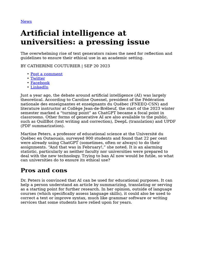 Ethical AI Use in Universities | PDF | Artificial Intelligence ...