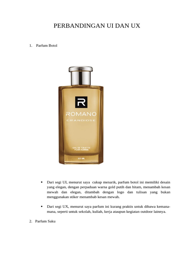 Perbandingan UI dan UX Parfum Botol vs Saku | PDF