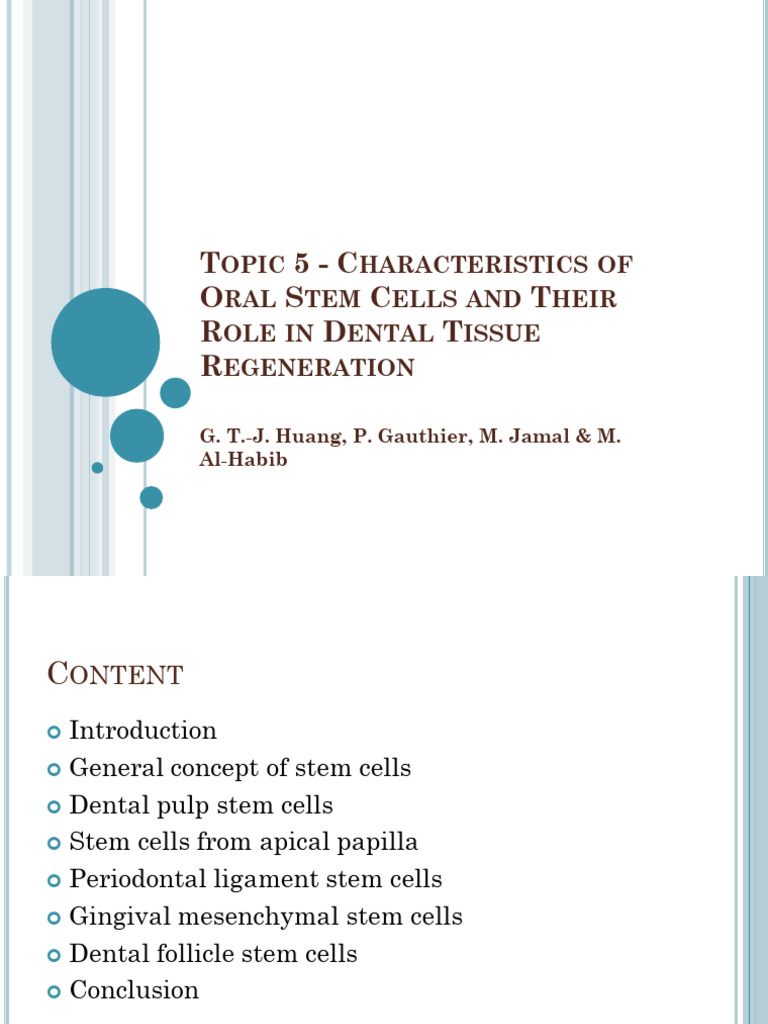 Oral Stem Cells in Dental Regeneration | PDF | Mesenchymal Stem Cell ...