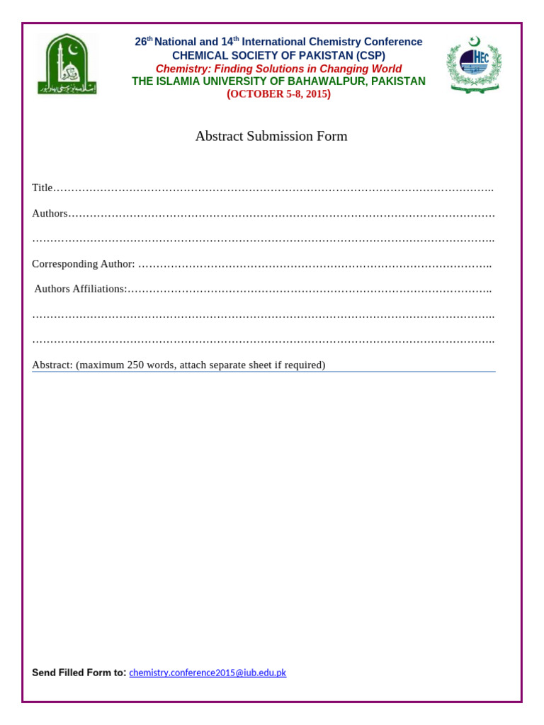 Abstract Submission Form2015 Bhawalpur | PDF