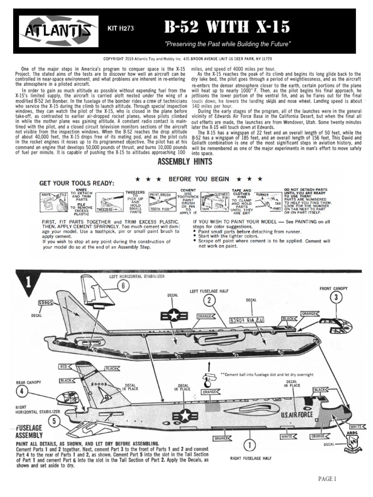 b52 Assembly Instructions | PDF | North American X 15 | Adhesive