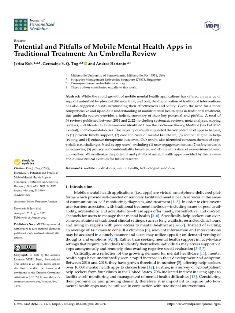Mental Health Apps Review | PDF | Systematic Review | Meta Analysis