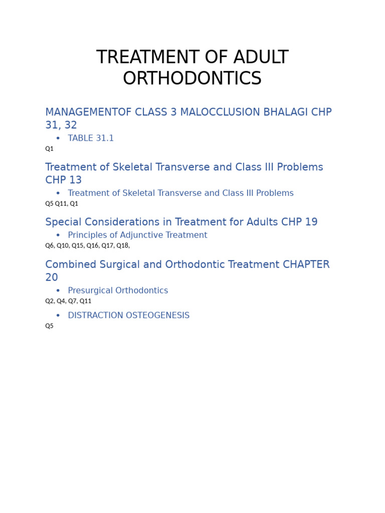 Treatment of Adult Orthodontics | PDF