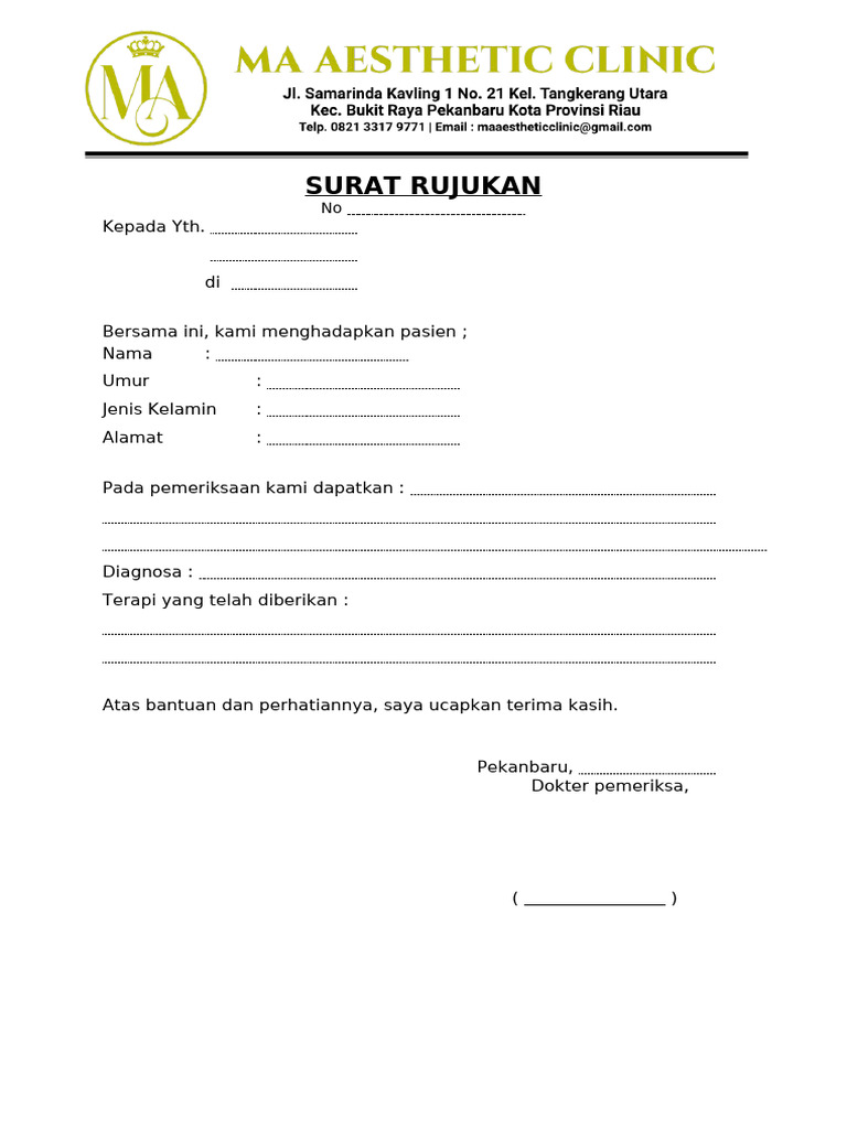 Format Surat Rujukan Medis | PDF