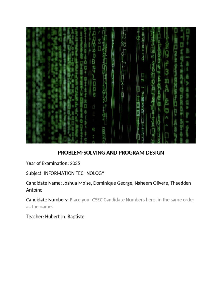 Problem Solving and Program Design - Project Template (SMC) (1) | PDF ...