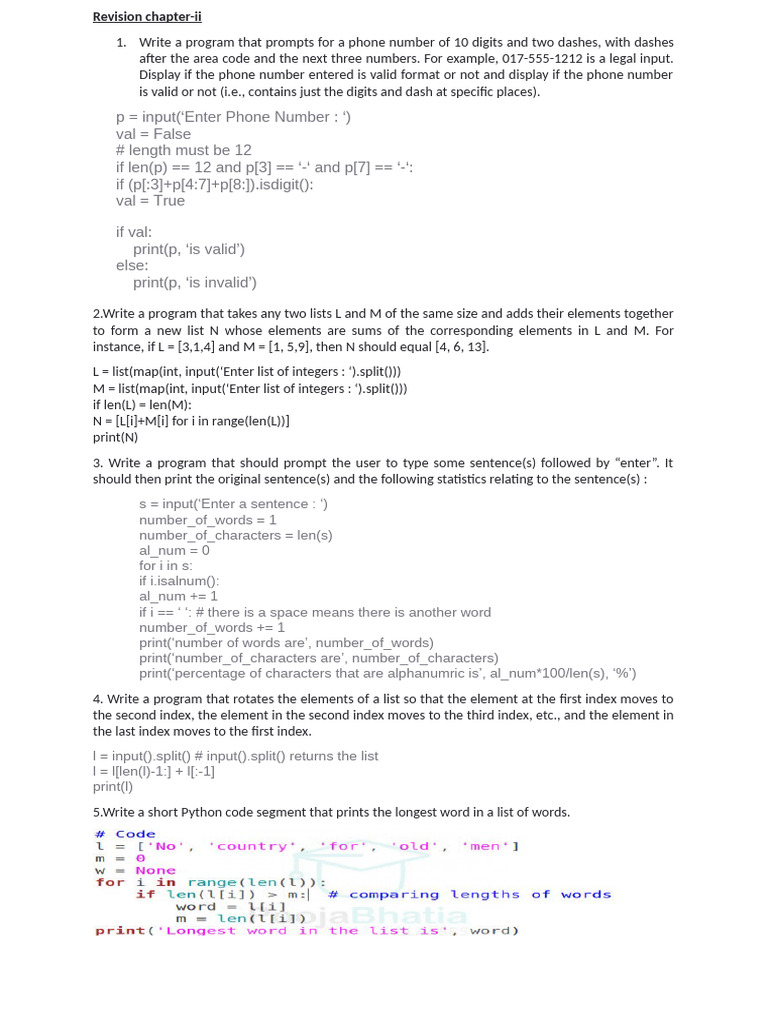 Python Programs for Data Validation and Manipulation | PDF | Variable ...