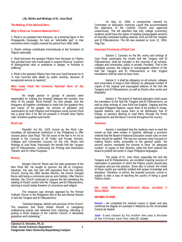 Revised Rizal Lecture Notes | PDF