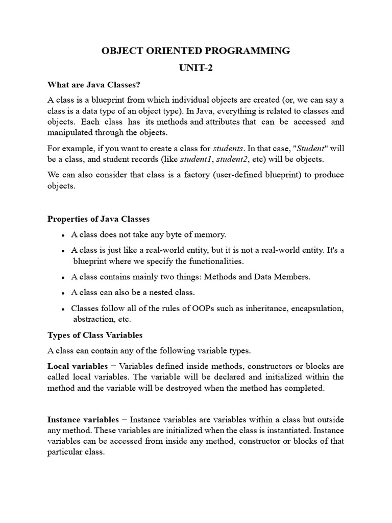 Understanding Java Classes and Objects | PDF | Class (Computer ...