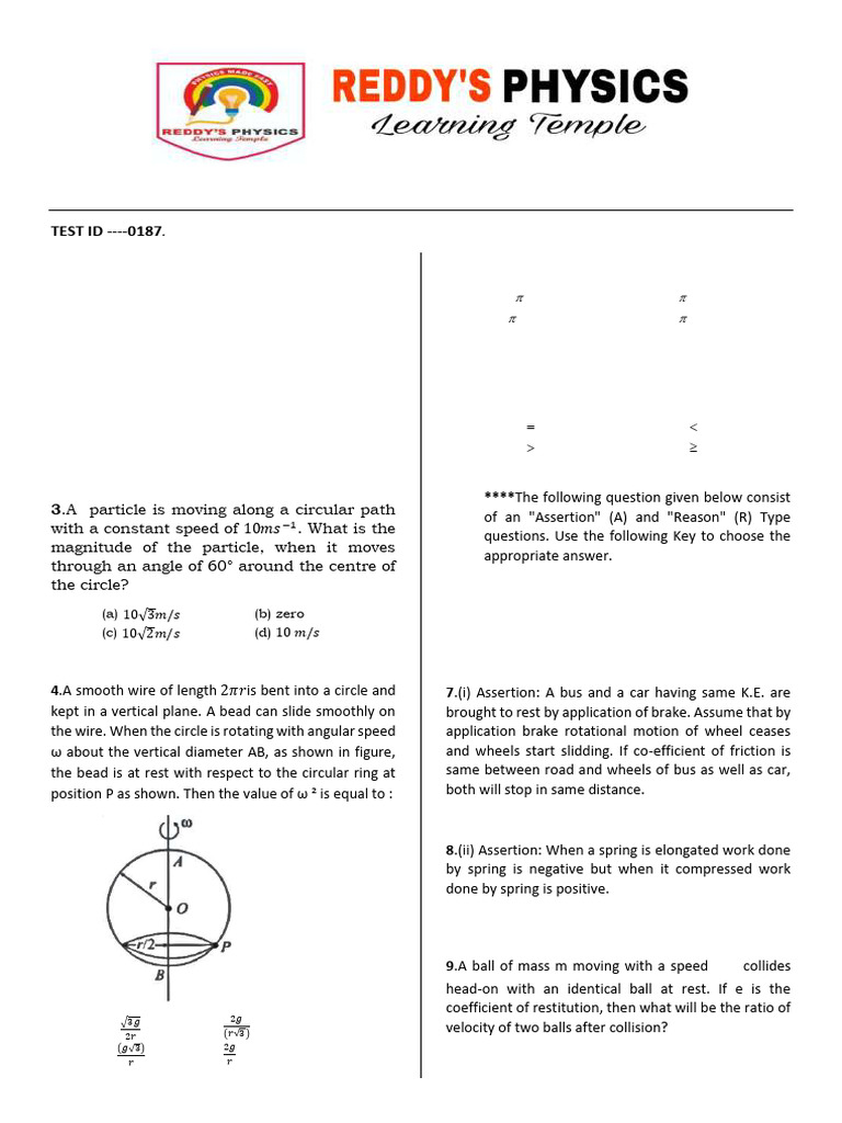 Physics Problems on Circular Motion | PDF | Momentum | Collision