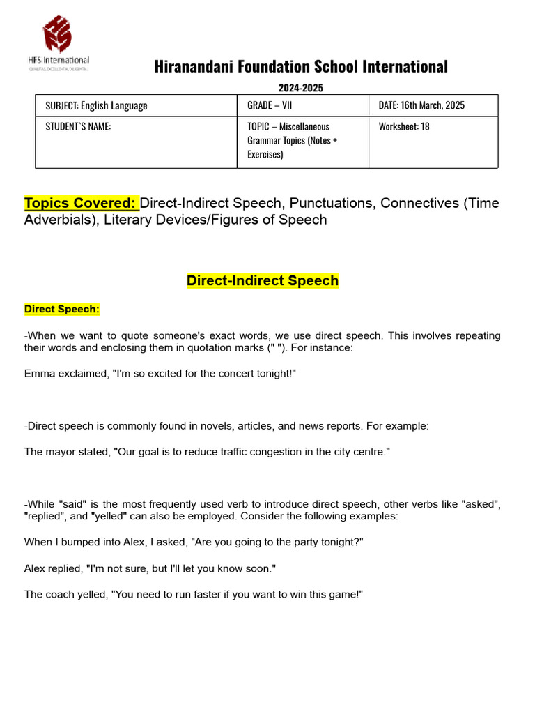 Grade VII English Grammar Worksheet | PDF | Question | Verb