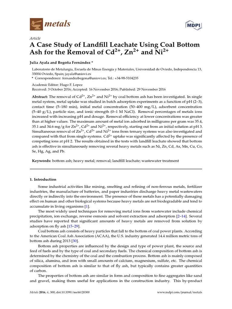 A Case Study of Landfill Leachate Using Coal Bottom | PDF | Materials ...
