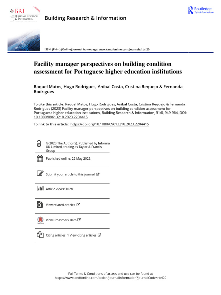 Facility Manager Perspectives On Building Condition Assessment For ...