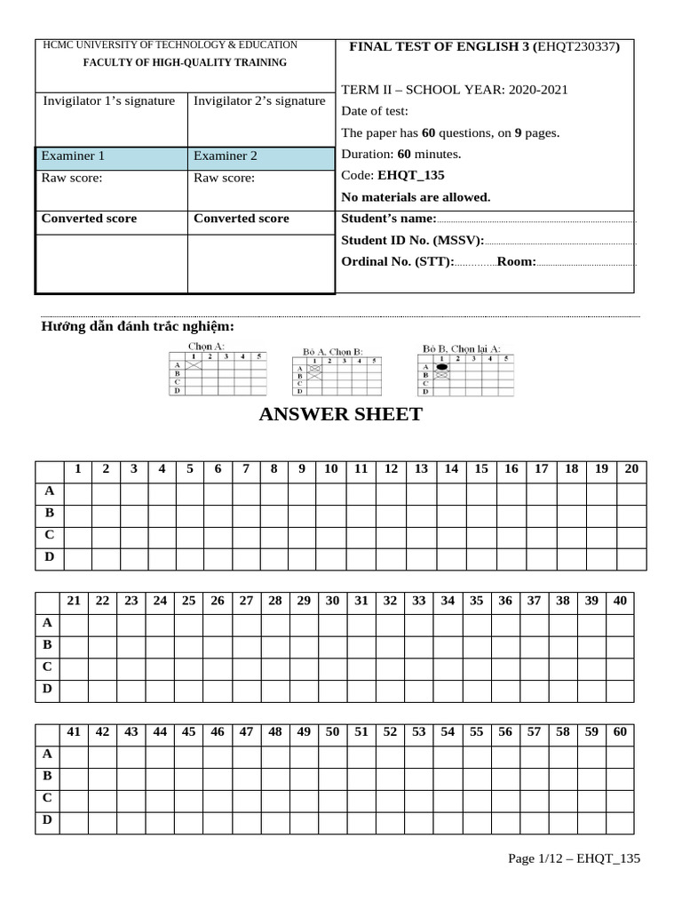 English 3 Final Test - HCMC University | PDF | Natural Gas | Books