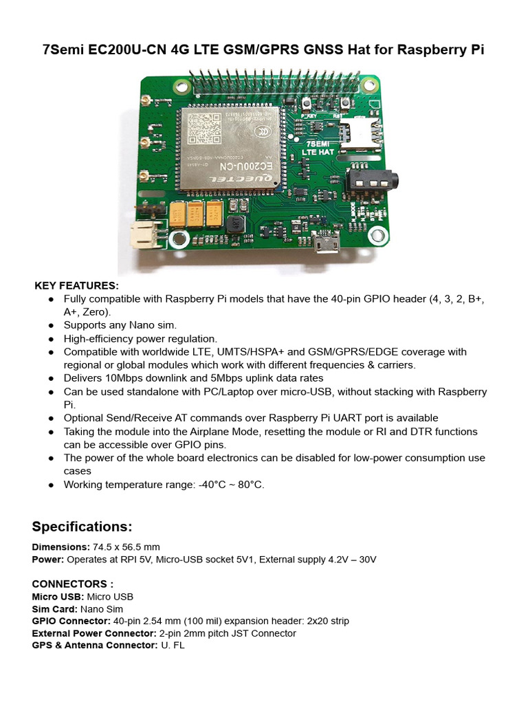 004-EC200U-CN 4G LTE Hat Manual | PDF | General Packet Radio Service ...