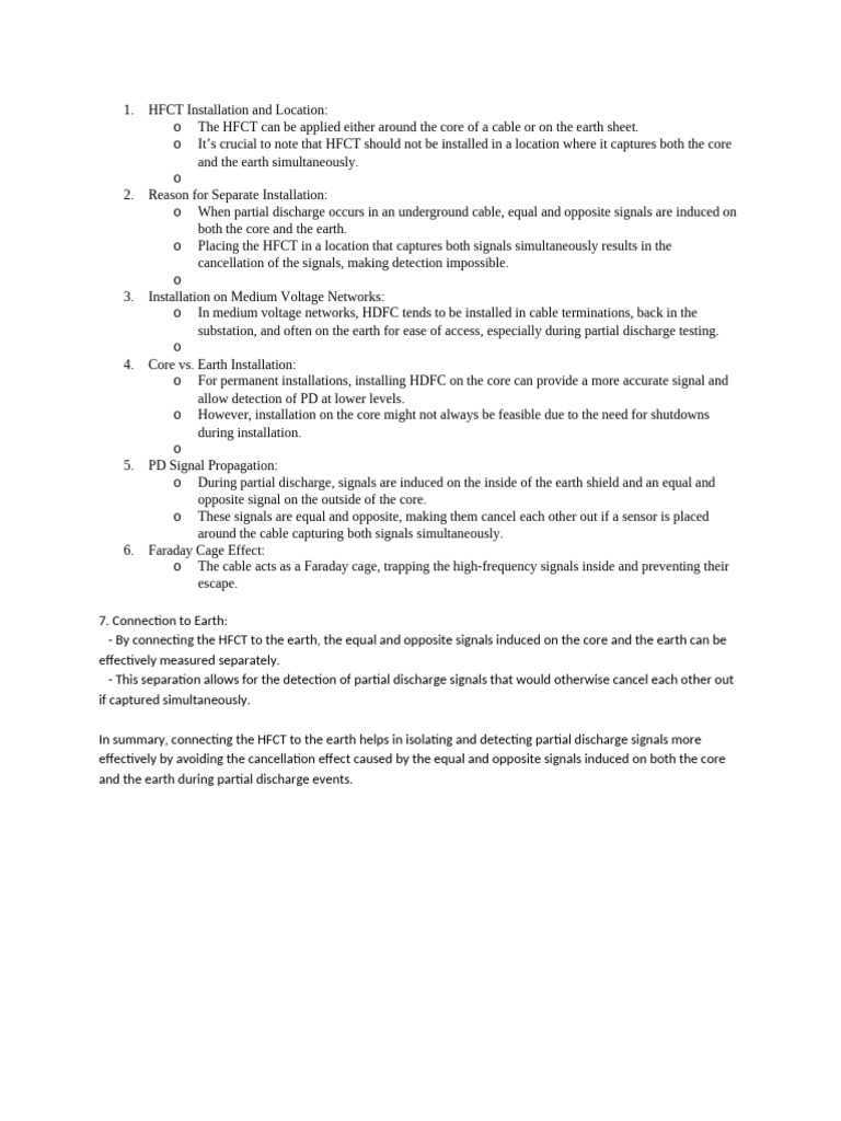HFCT Installation for Partial Discharge Detection | PDF ...