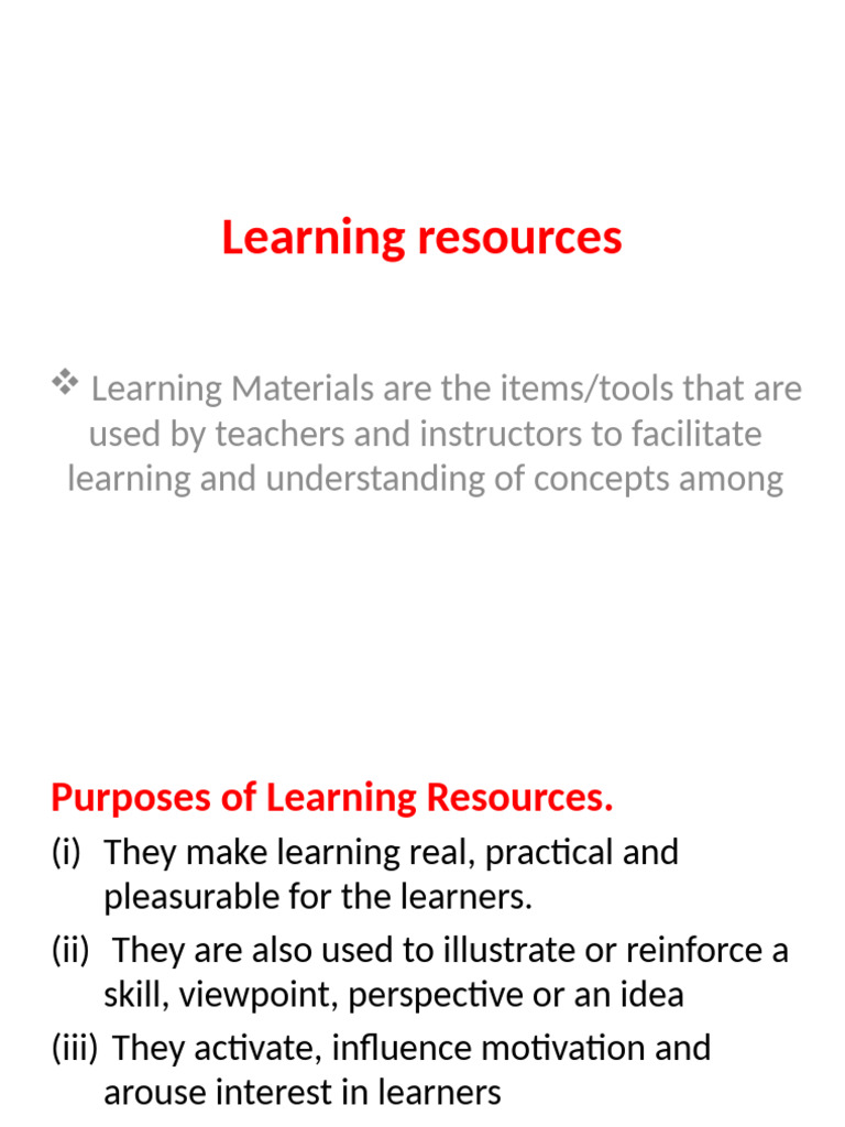 Essential Learning Resources Guide | PDF