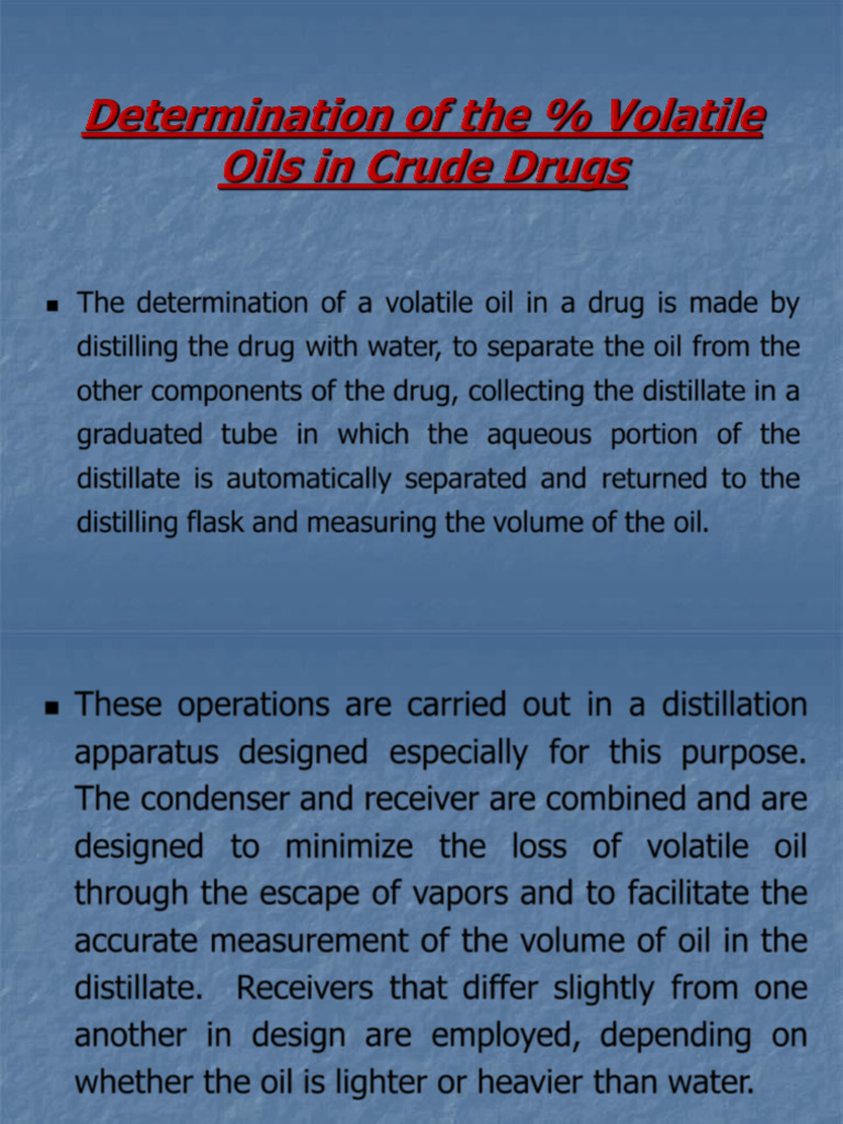 Methods for Analyzing Volatile Oils | PDF | Distillation | Sodium Hydroxide