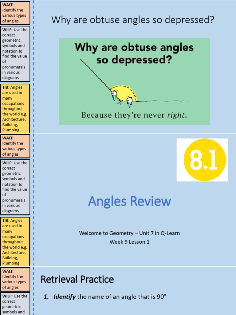 W9L1 - Angles Review 8.1 (SC) | PDF | Angle | Perpendicular
