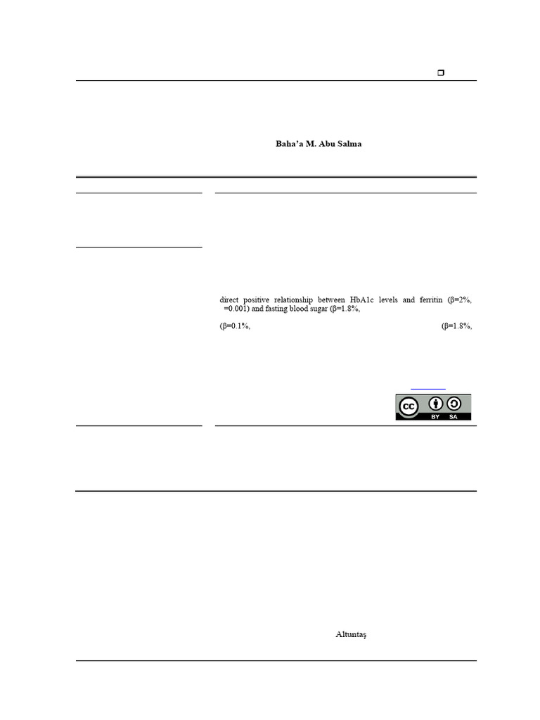Iron Deficiency Anemia and HbA1c in Diabetes | PDF | Glycated ...