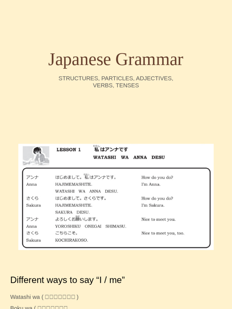 Japanese Grammar | PDF | Japanese Language | Grammatical Tense