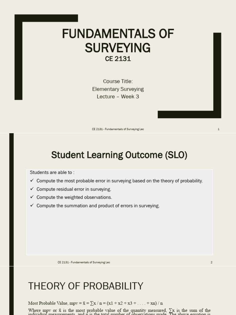 Surveying Error Analysis Techniques | PDF | Errors And Residuals ...