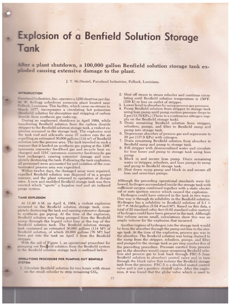 15 Explosion of A Benfield Solution Storage Tank | PDF
