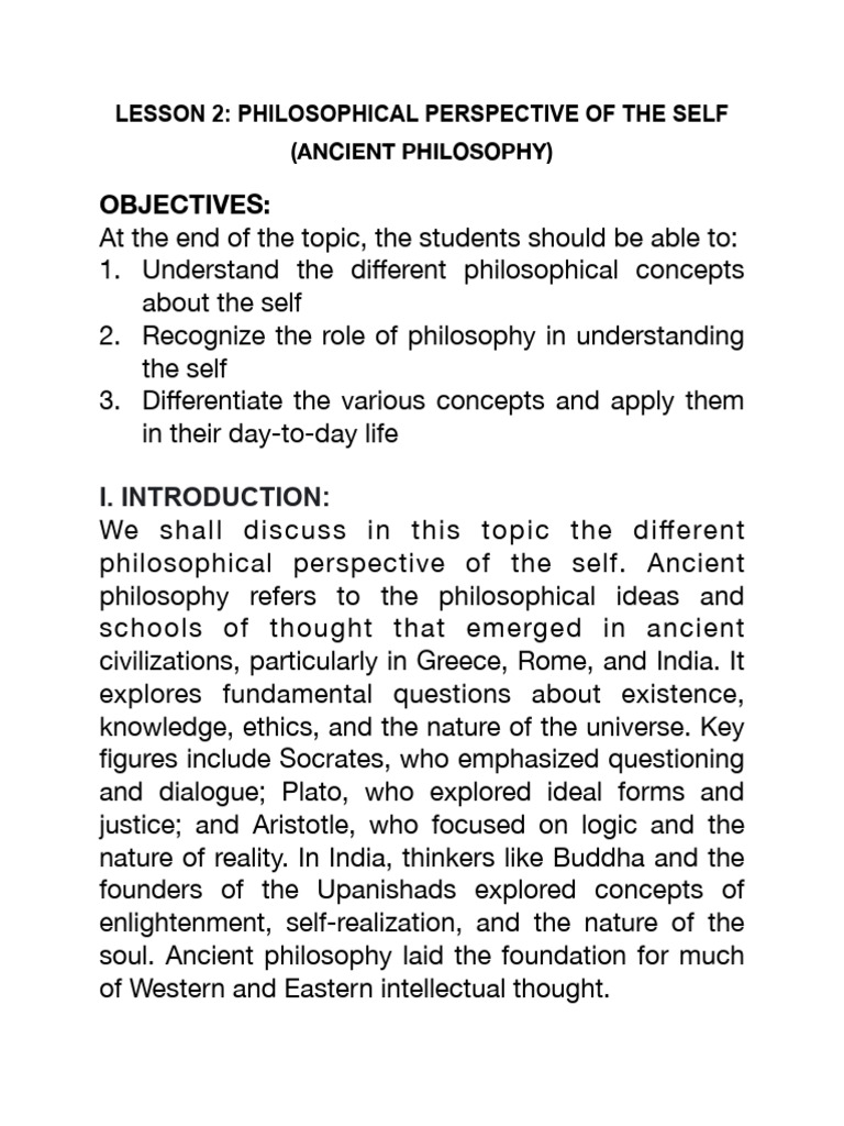 Ancient Philosophy: Understanding the Self | PDF | Soul | Philosophy Of ...