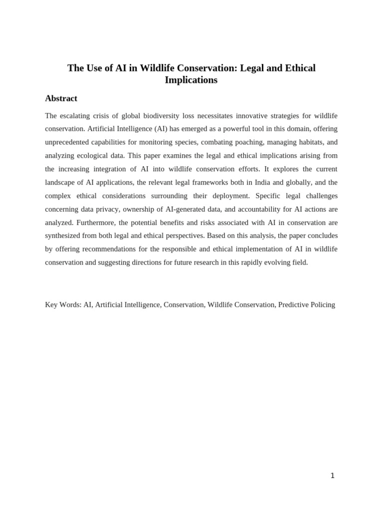 AI's Legal and Ethical Role in Conservation | PDF | Artificial ...