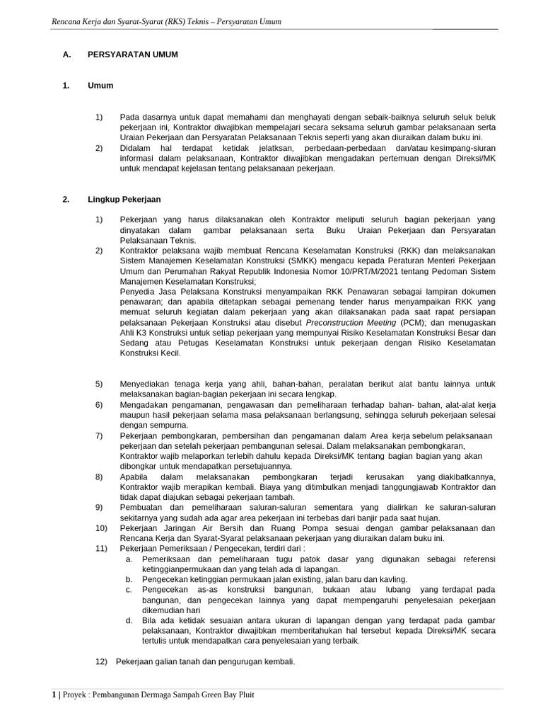 RKS Teknis Konstruksi: Persyaratan Umum | PDF