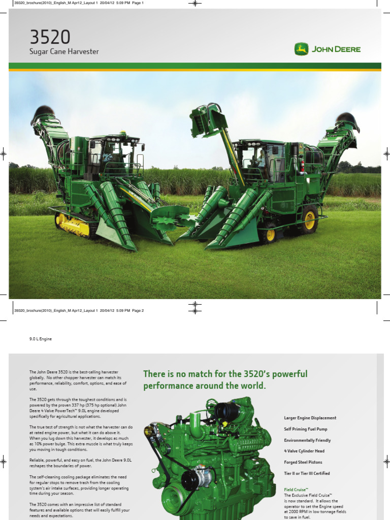 Sugarcane Harvester Model 3520 W | PDF | Elevator | Engines