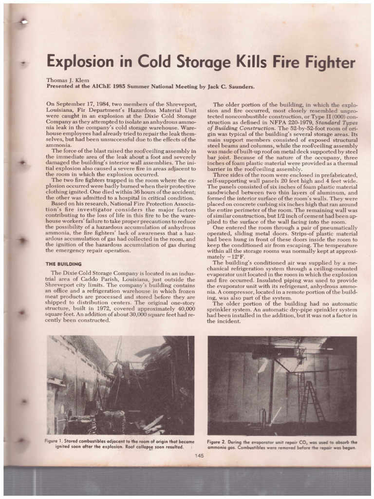Explosion in Cold Storage Kills Fire Fighter | PDF