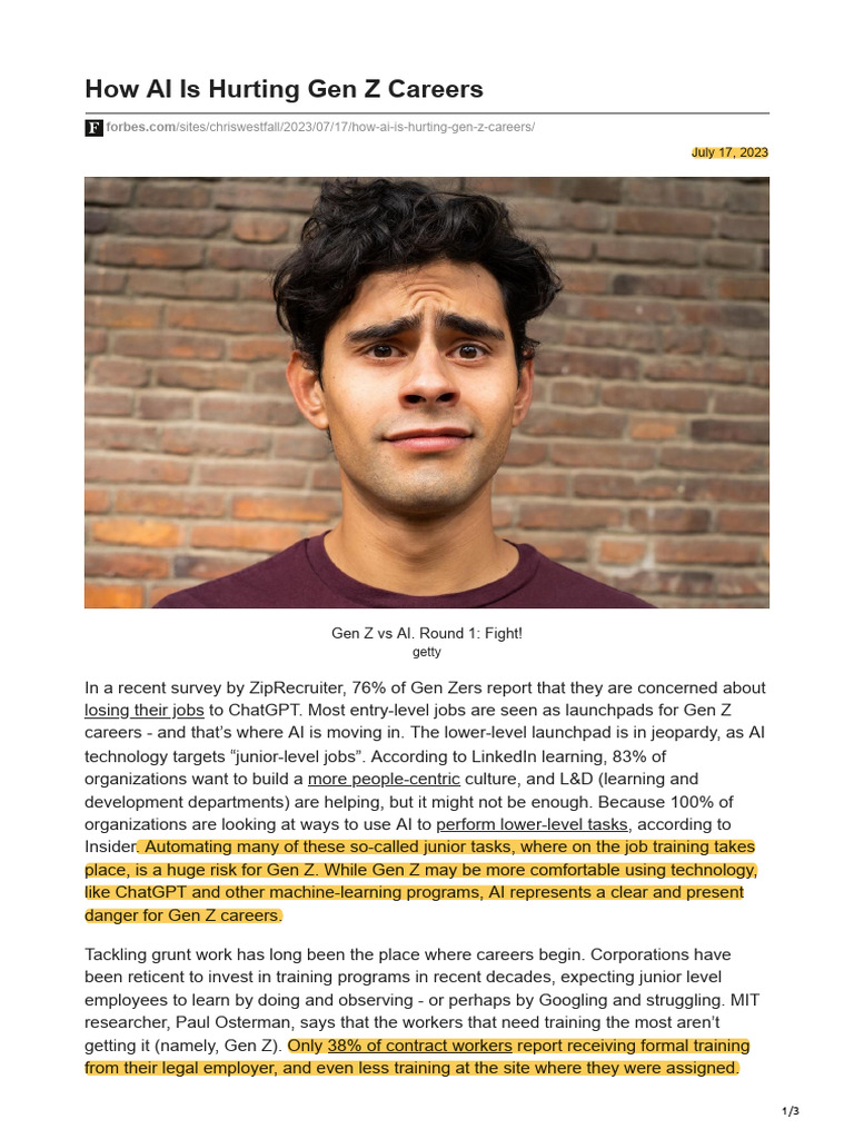 Gen Z Careers in the Age of AI | PDF
