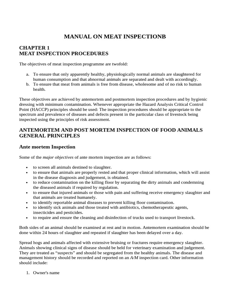 Meat Inspection Procedures Manual | PDF | Lymphatic System | Animal ...