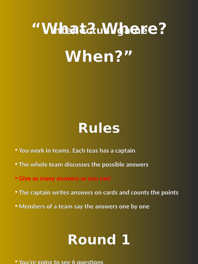 Fun Team Quiz Game Rules | PDF