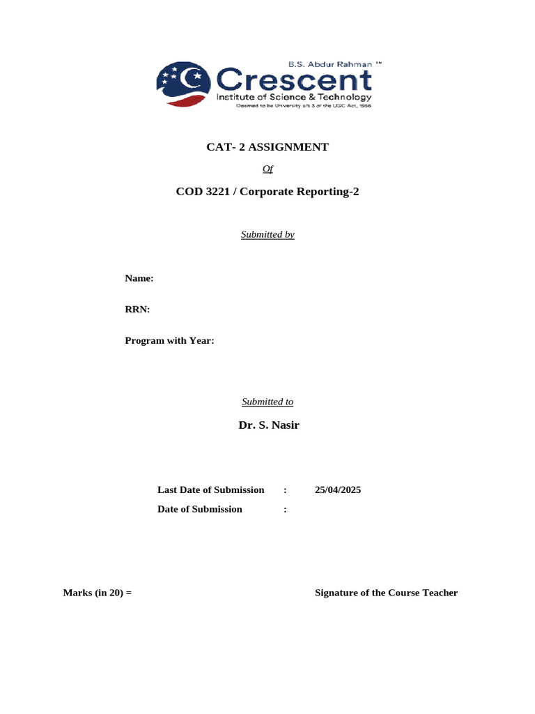 Title Page of Assignment | PDF