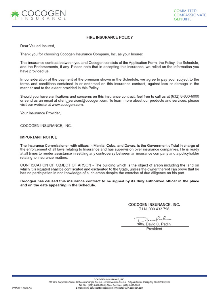 Fire Insurance Policy | PDF | Insurance | Arbitral Tribunal