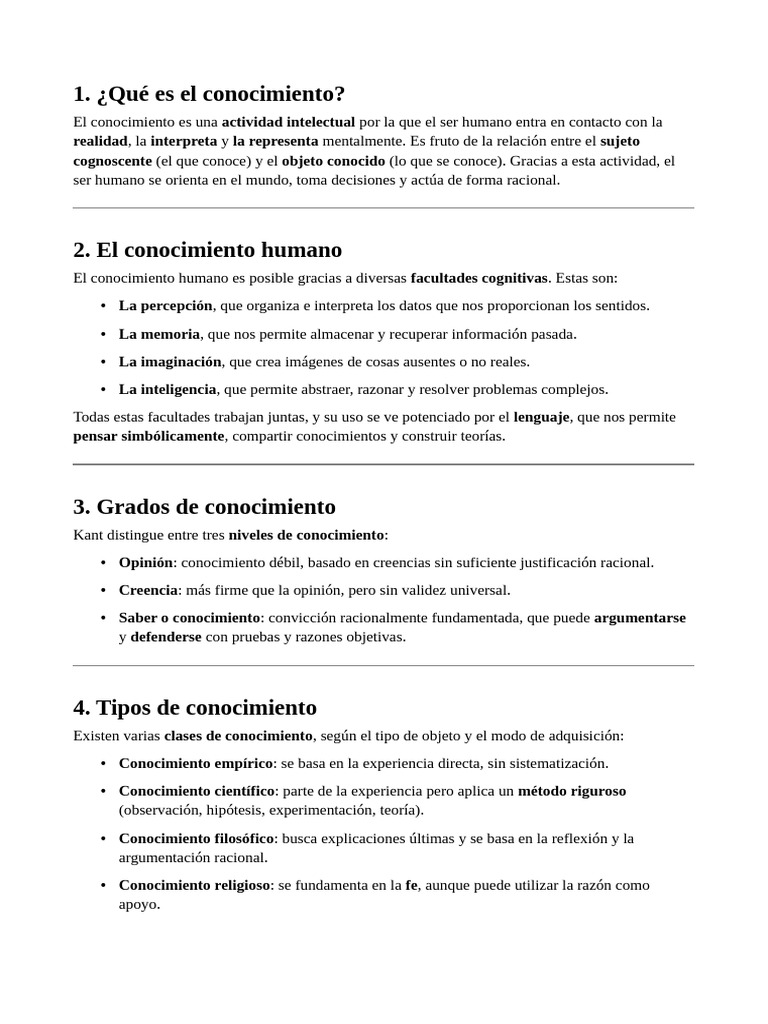 Tipos y Orígenes del Conocimiento Humano | PDF | Conocimiento | Razón