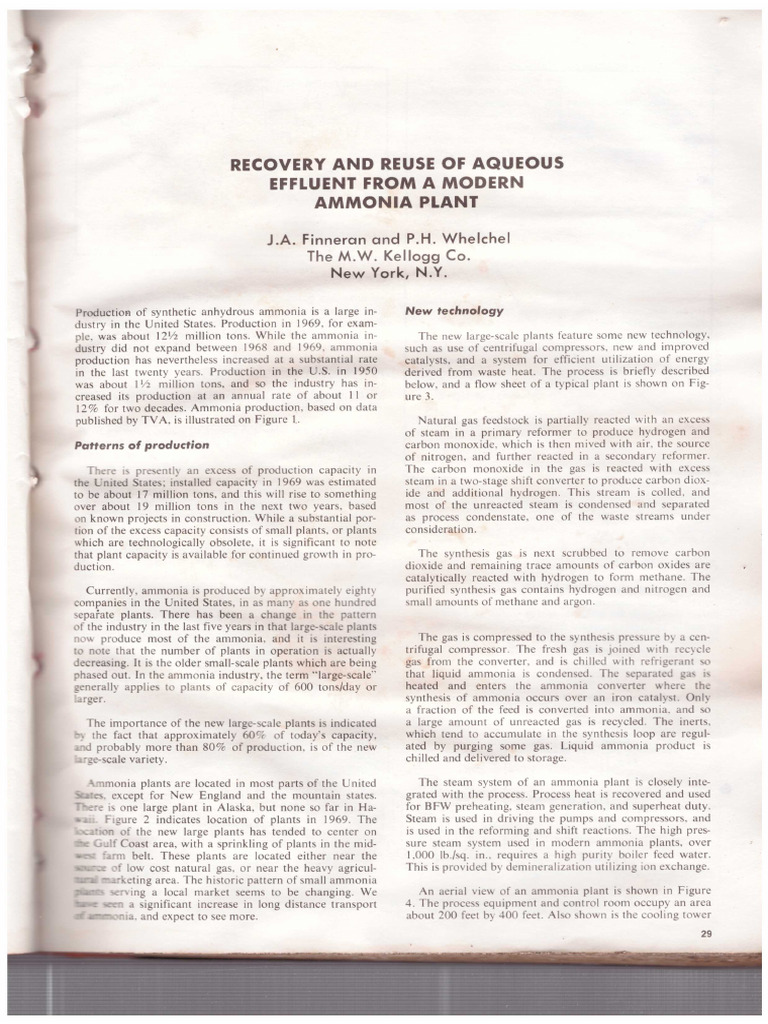 8 Recovery & Reuse of Aqueous Effluent From A Modern Ammonia Plant | PDF