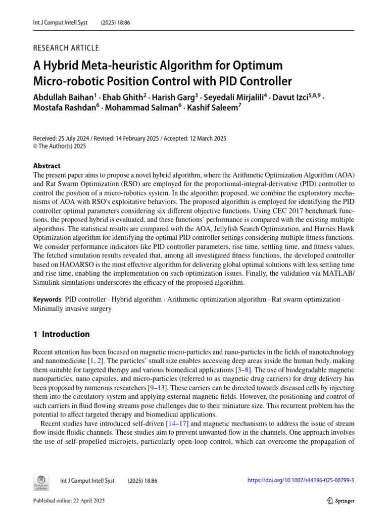 Hybrid Algorithm for PID Control Optimization | PDF | Mathematical ...