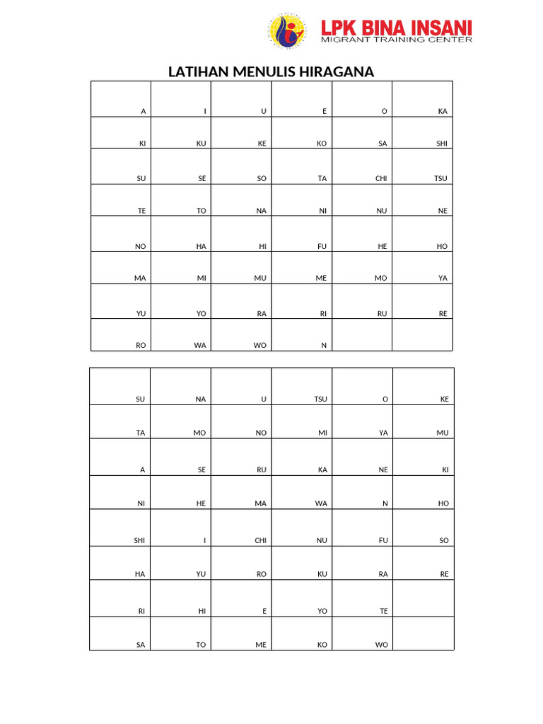 Latihan Hiragana Pdf