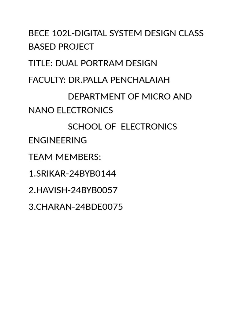 Dual-Port RAM Design Project Overview | PDF | Hardware Description ...
