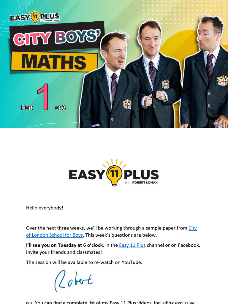 ELP Worksheet 79 - Maths, City of London School For Boys | PDF