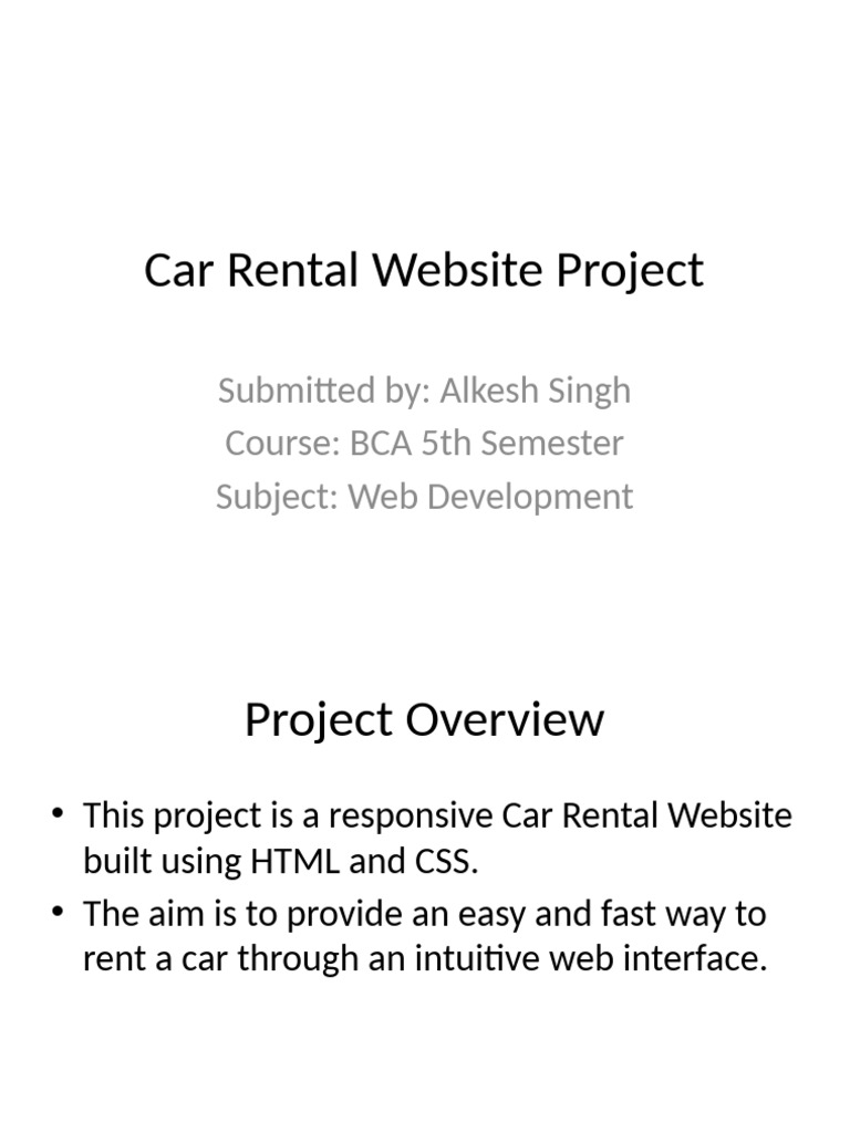 Responsive Car Rental Website Project | PDF